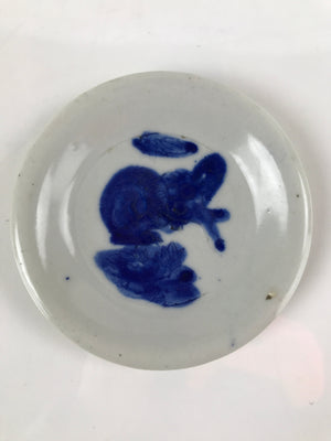 Japanese Porcelain Small Plate Mamezara Vtg Blue Sometsuke Shishi Lion PY800