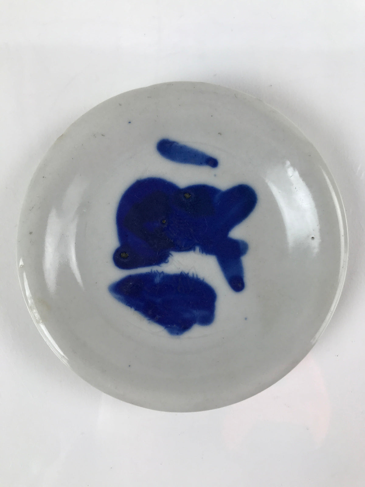 Japanese Porcelain Small Plate Mamezara Vtg Blue Sometsuke Shishi Lion PY802