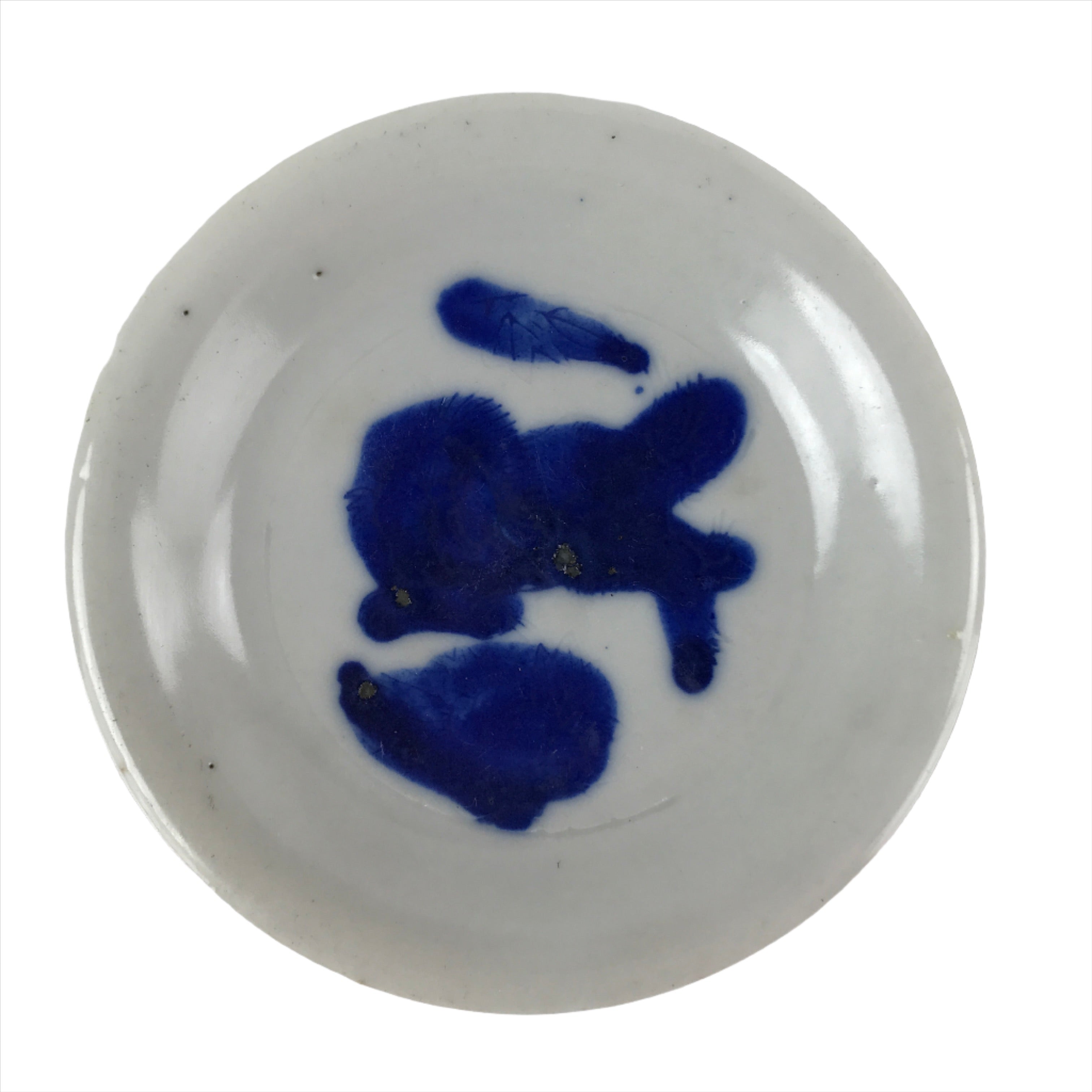 Japanese Porcelain Small Plate Mamezara Vtg Blue Sometsuke Shishi Lion PY803