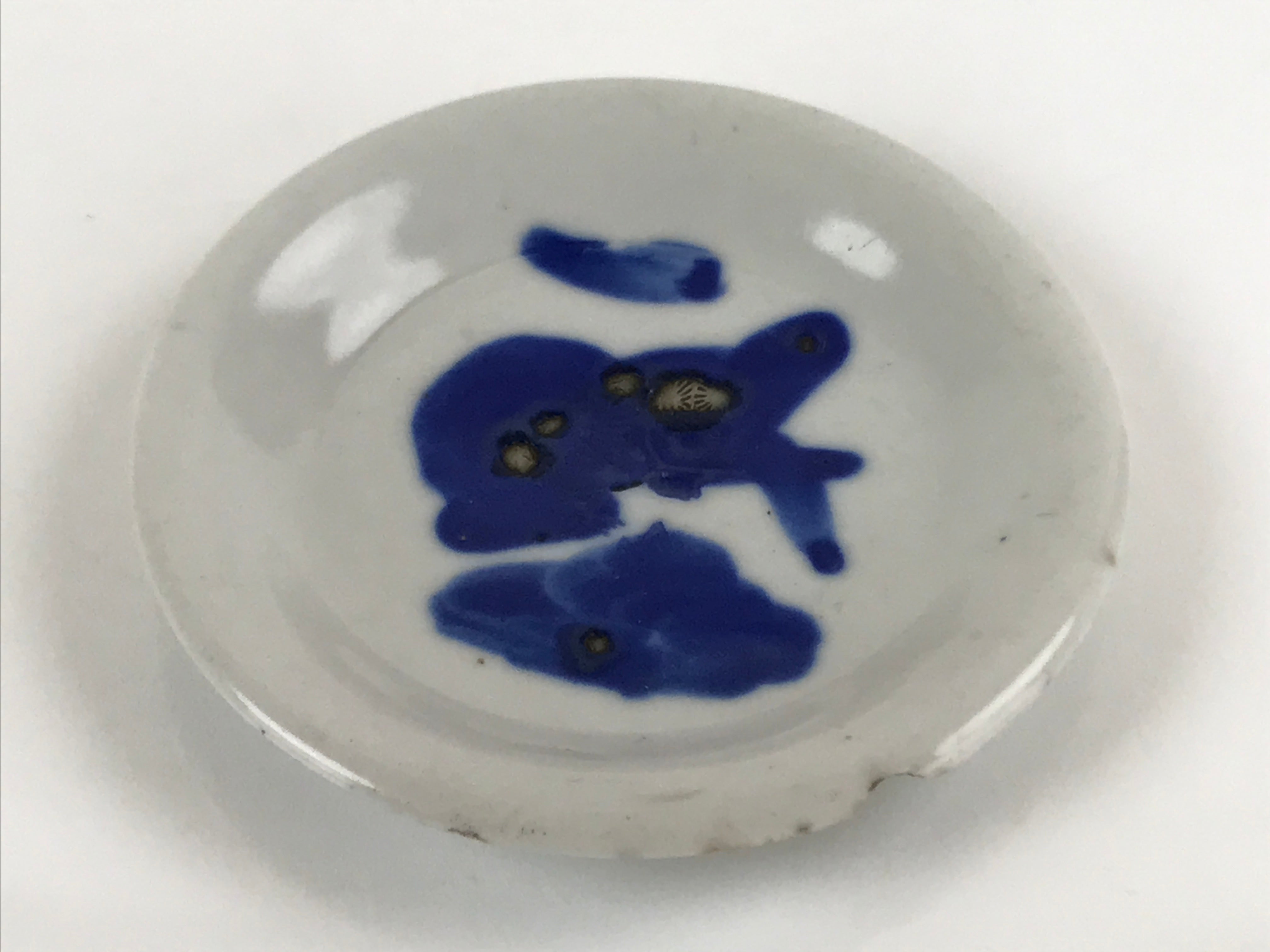 Japanese Porcelain Small Plate Mamezara Vtg Blue Sometsuke Shishi Lion PY806