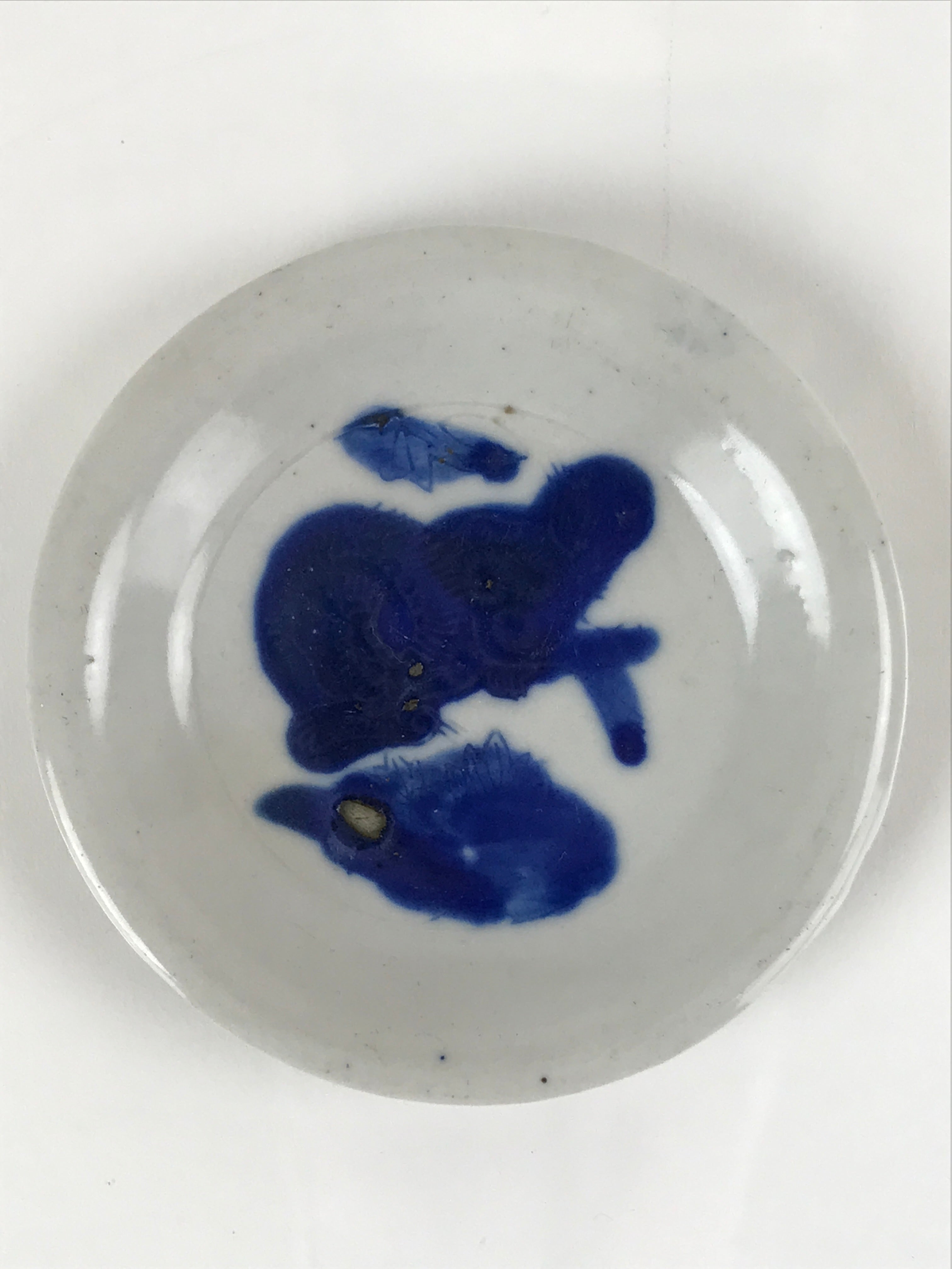 Japanese Porcelain Small Plate Mamezara Vtg Blue Sometsuke Shishi Lion PY810