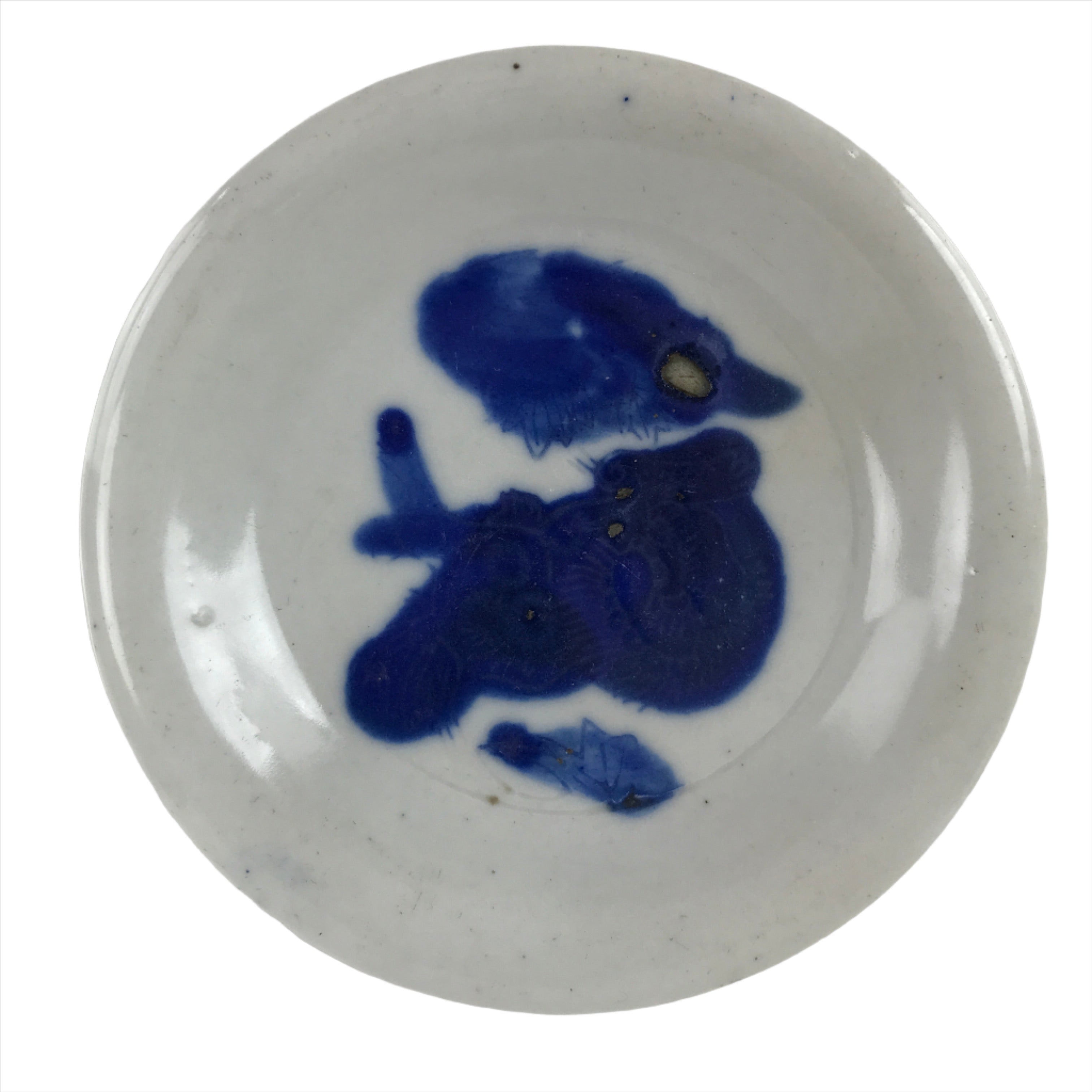 Japanese Porcelain Small Plate Mamezara Vtg Blue Sometsuke Shishi Lion PY810