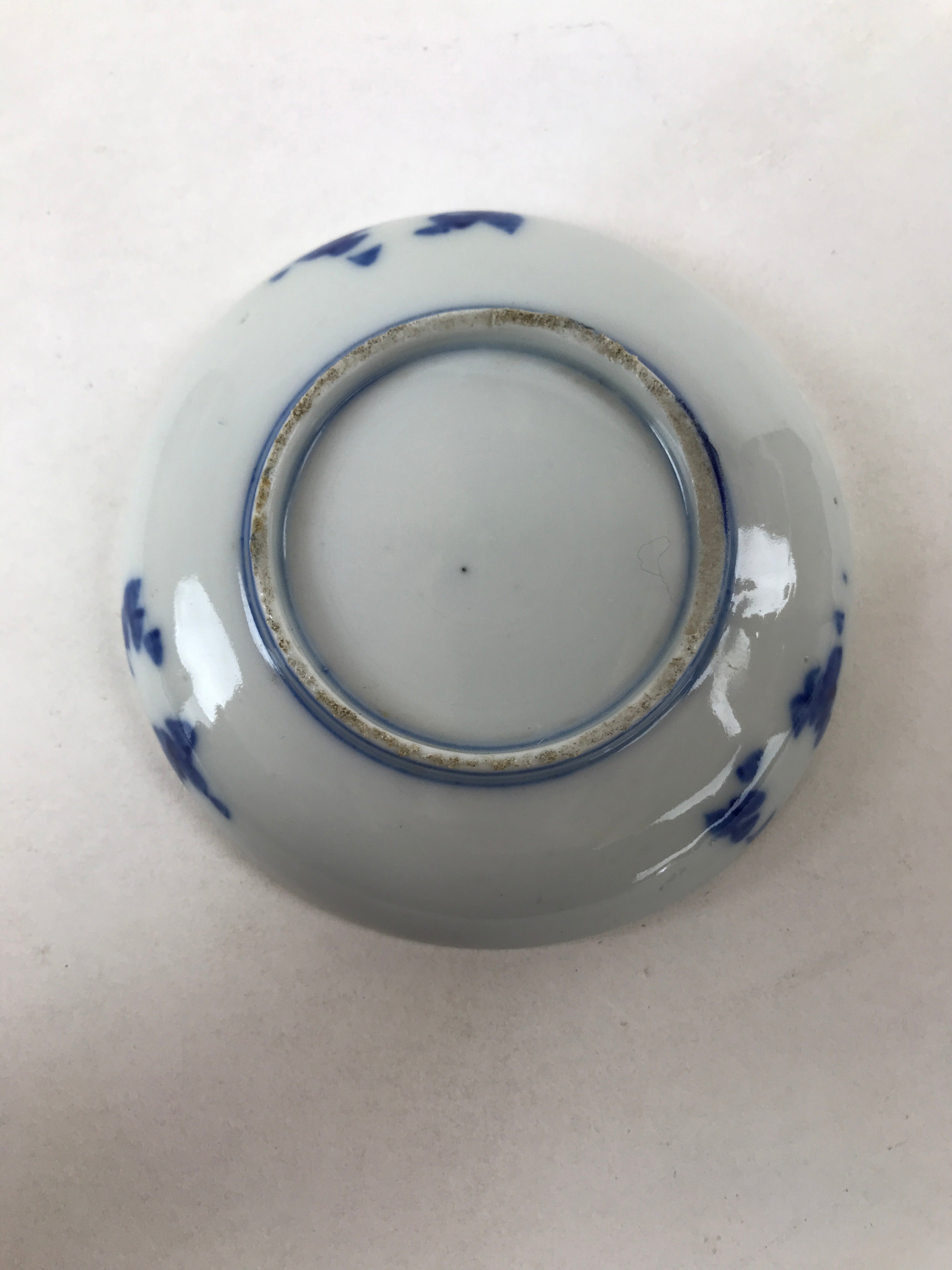 Japanese Porcelain Small Plate Mamezara Vtg Blue White Sometsuke Plants PY625