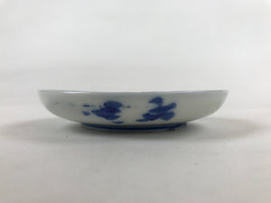 Japanese Porcelain Small Plate Mamezara Vtg Blue White Sometsuke Plants PY625