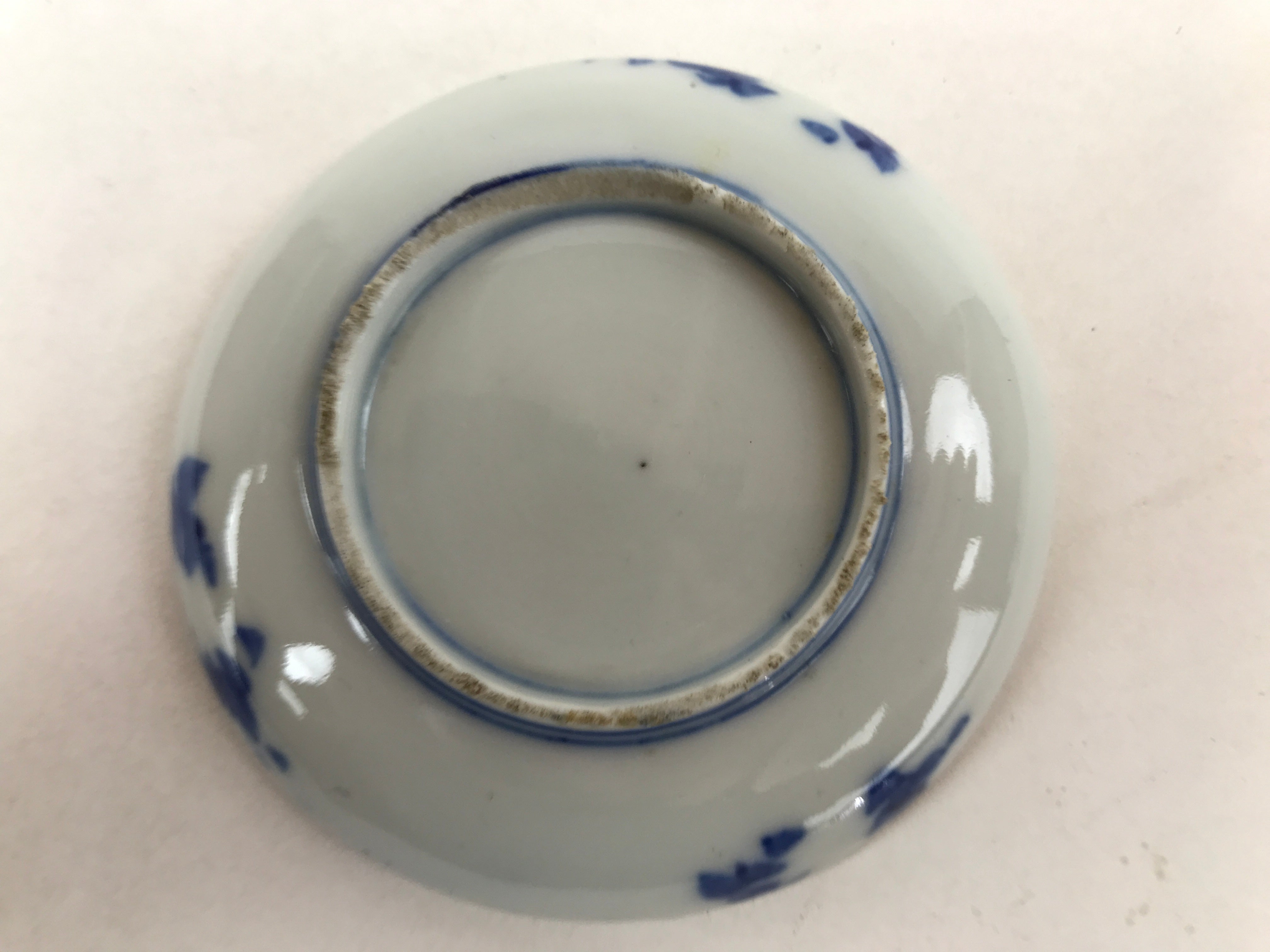 Japanese Porcelain Small Plate Mamezara Vtg Blue White Sometsuke Plants PY625