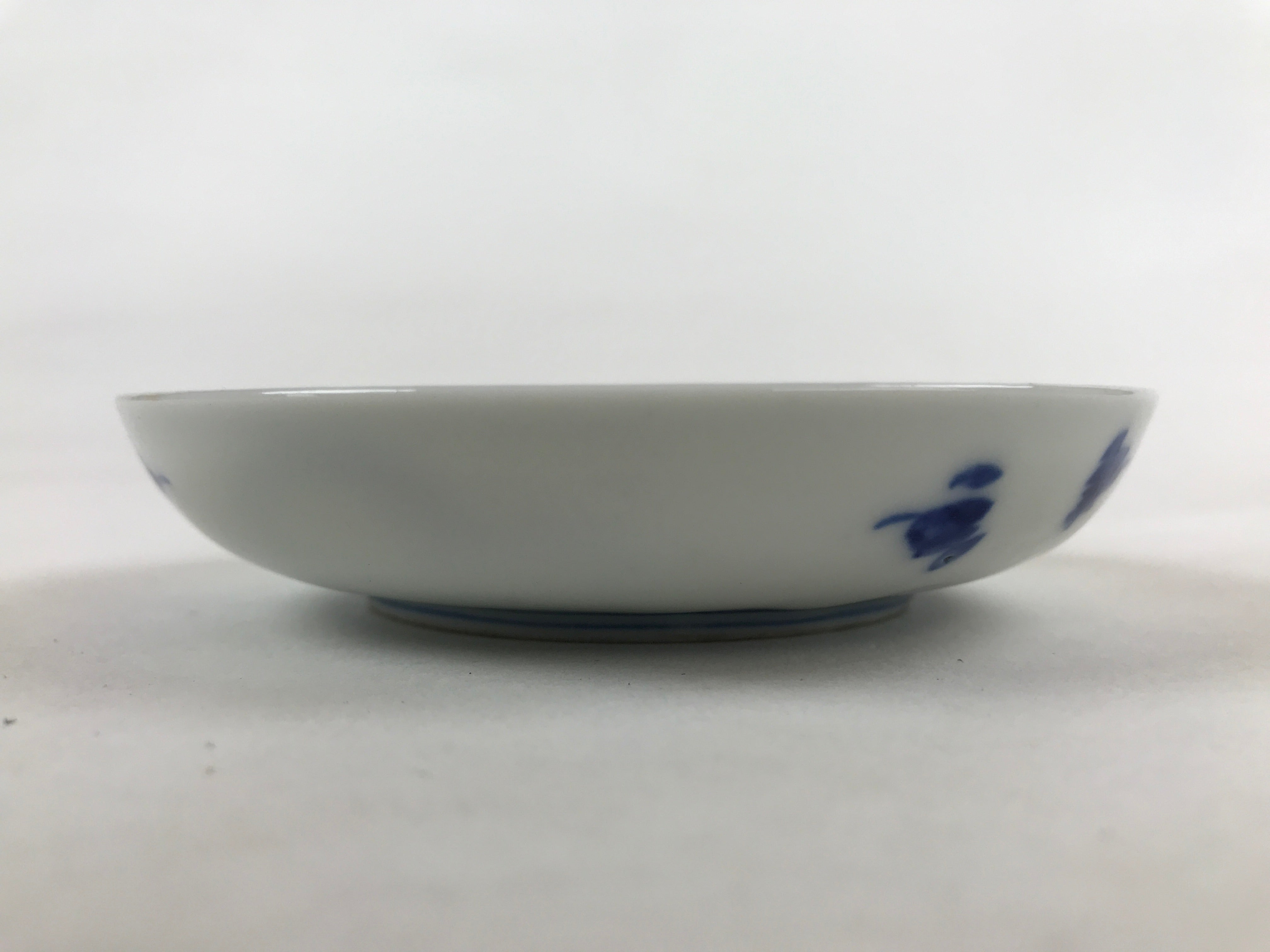 Japanese Porcelain Small Plate Mamezara Vtg Blue White Sometsuke Plants PY626