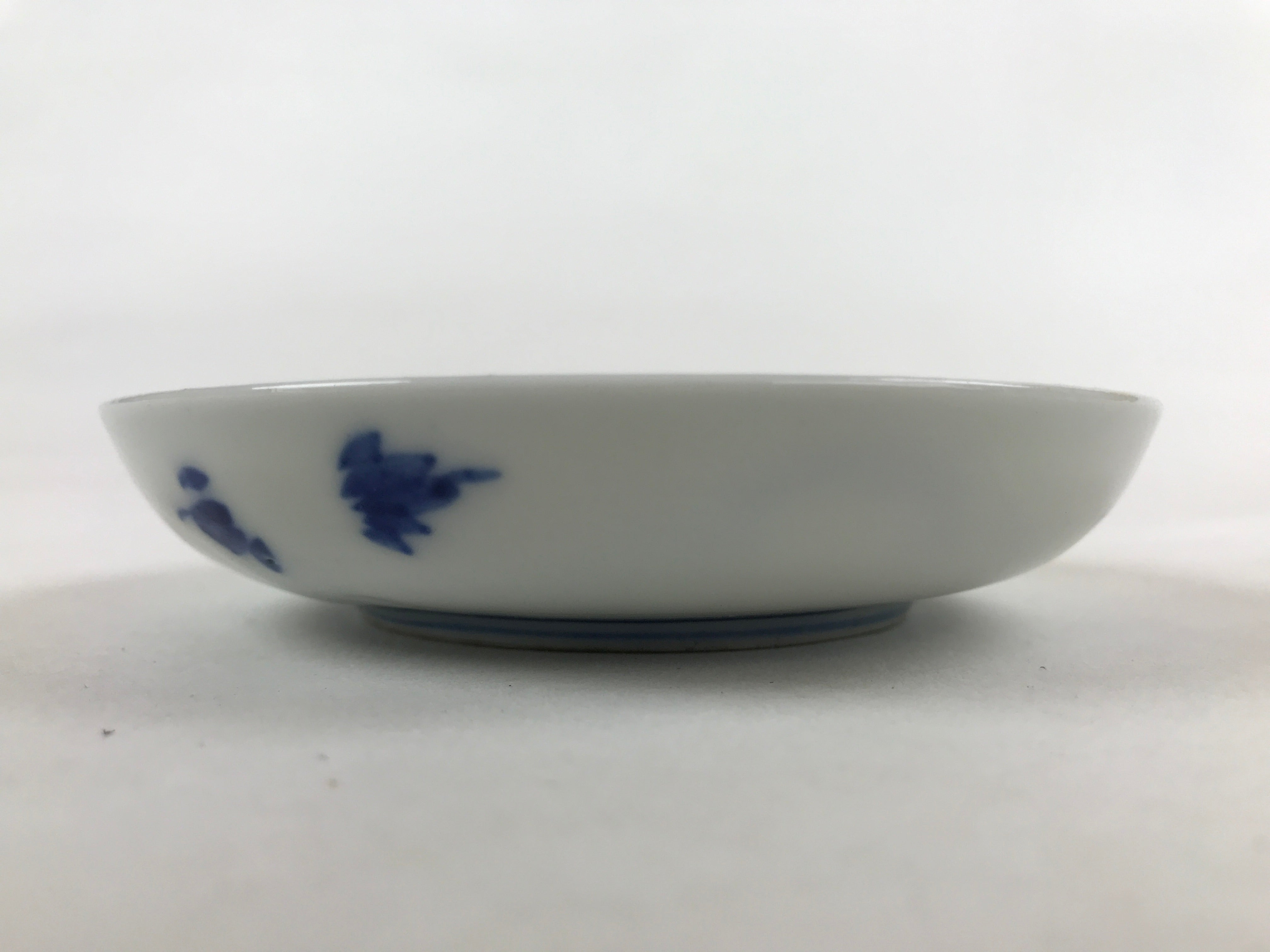 Japanese Porcelain Small Plate Mamezara Vtg Blue White Sometsuke Plants PY626