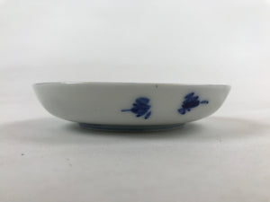 Japanese Porcelain Small Plate Mamezara Vtg Blue White Sometsuke Plants PY626