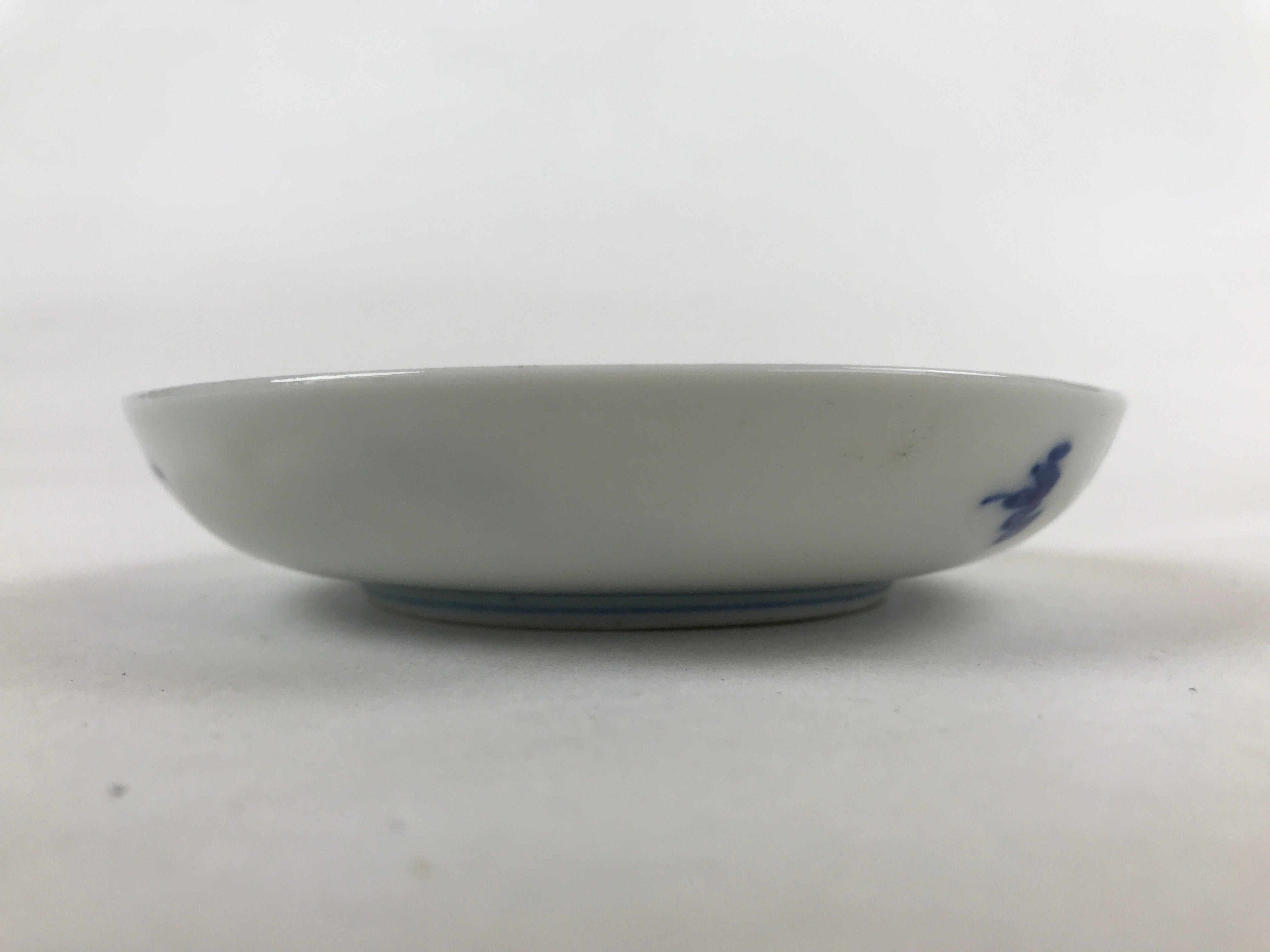 Japanese Porcelain Small Plate Mamezara Vtg Blue White Sometsuke Plants PY626