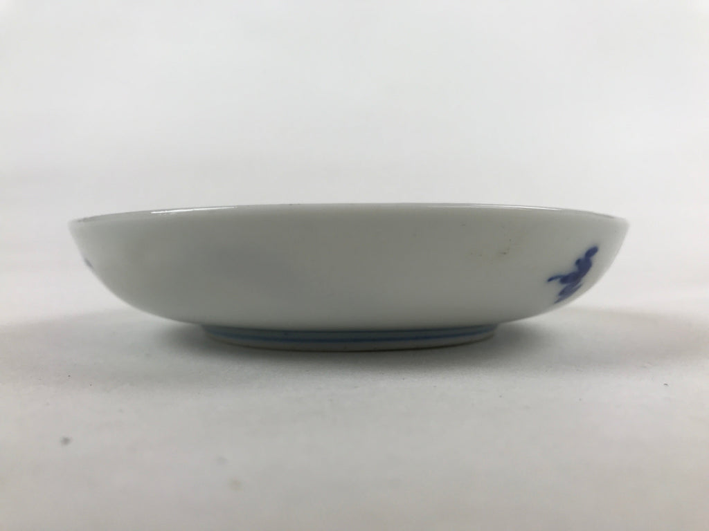 Japanese Porcelain Small Plate Mamezara Vtg Blue White Sometsuke Plants PY626