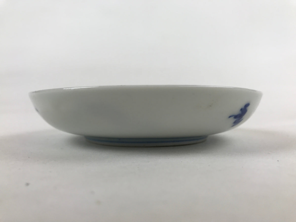 Japanese Porcelain Small Plate Mamezara Vtg Blue White Sometsuke Plants PY626