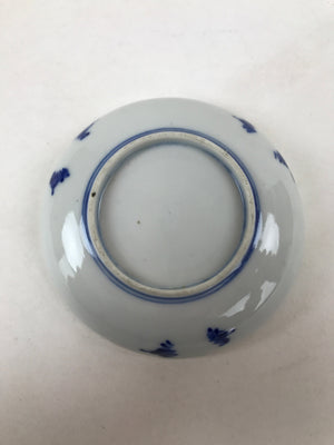 Japanese Porcelain Small Plate Mamezara Vtg Blue White Sometsuke Plants PY627