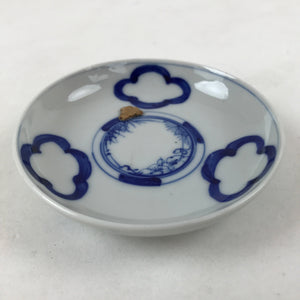 Japanese Porcelain Small Plate Mamezara Vtg Blue White Sometsuke Plants PY627