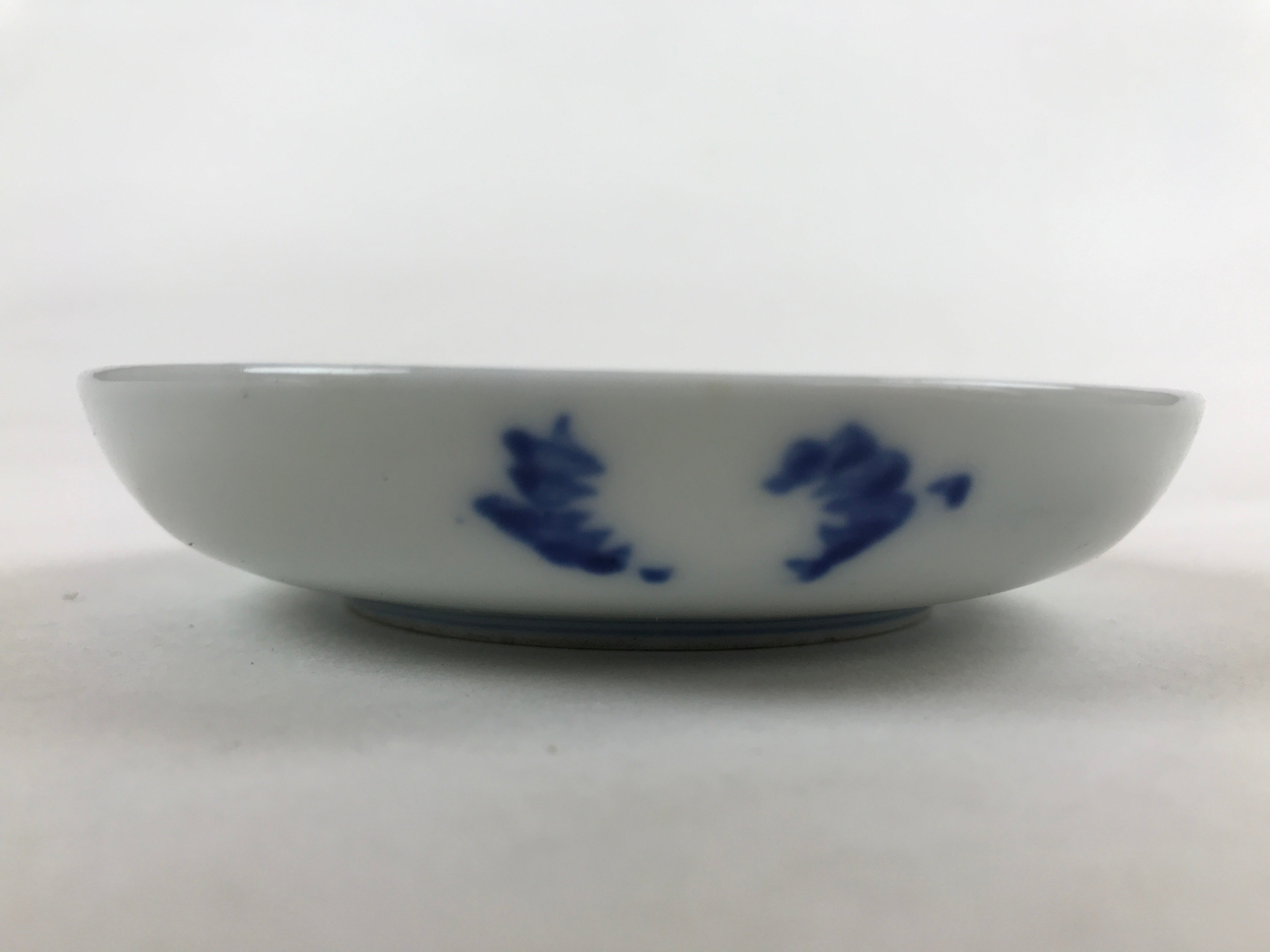 Japanese Porcelain Small Plate Mamezara Vtg Blue White Sometsuke Plants PY628