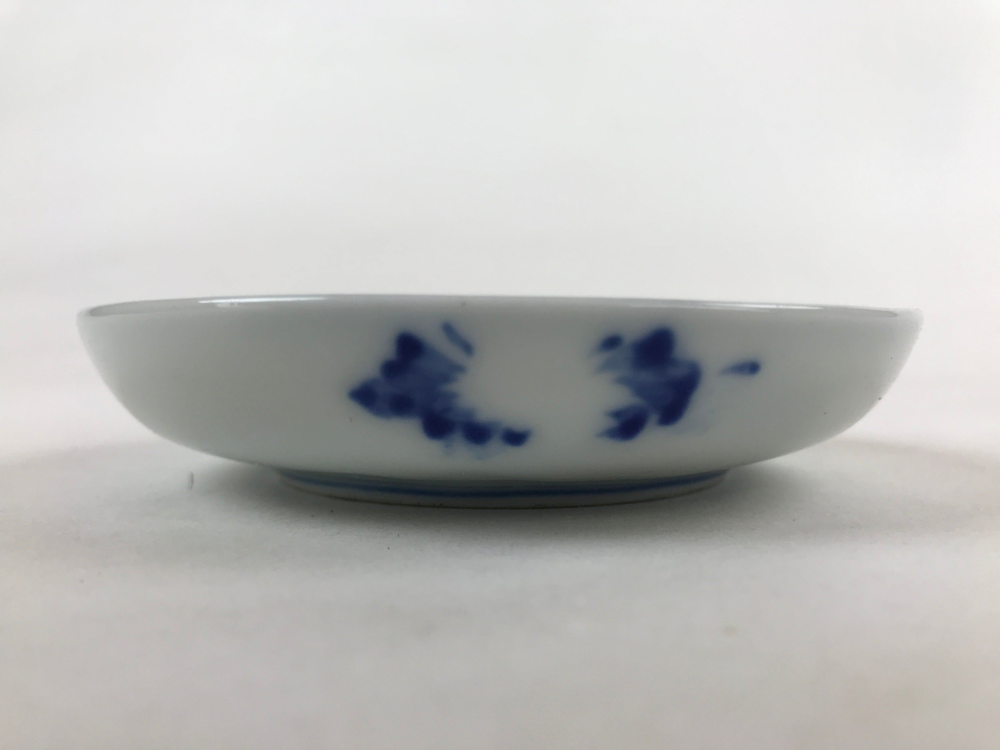 Japanese Porcelain Small Plate Mamezara Vtg Blue White Sometsuke Plants PY628