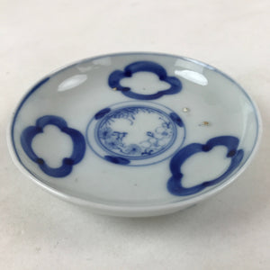 Japanese Porcelain Small Plate Mamezara Vtg Blue White Sometsuke Plants PY628