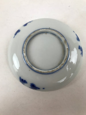 Japanese Porcelain Small Plate Mamezara Vtg Blue White Sometsuke Plants PY629