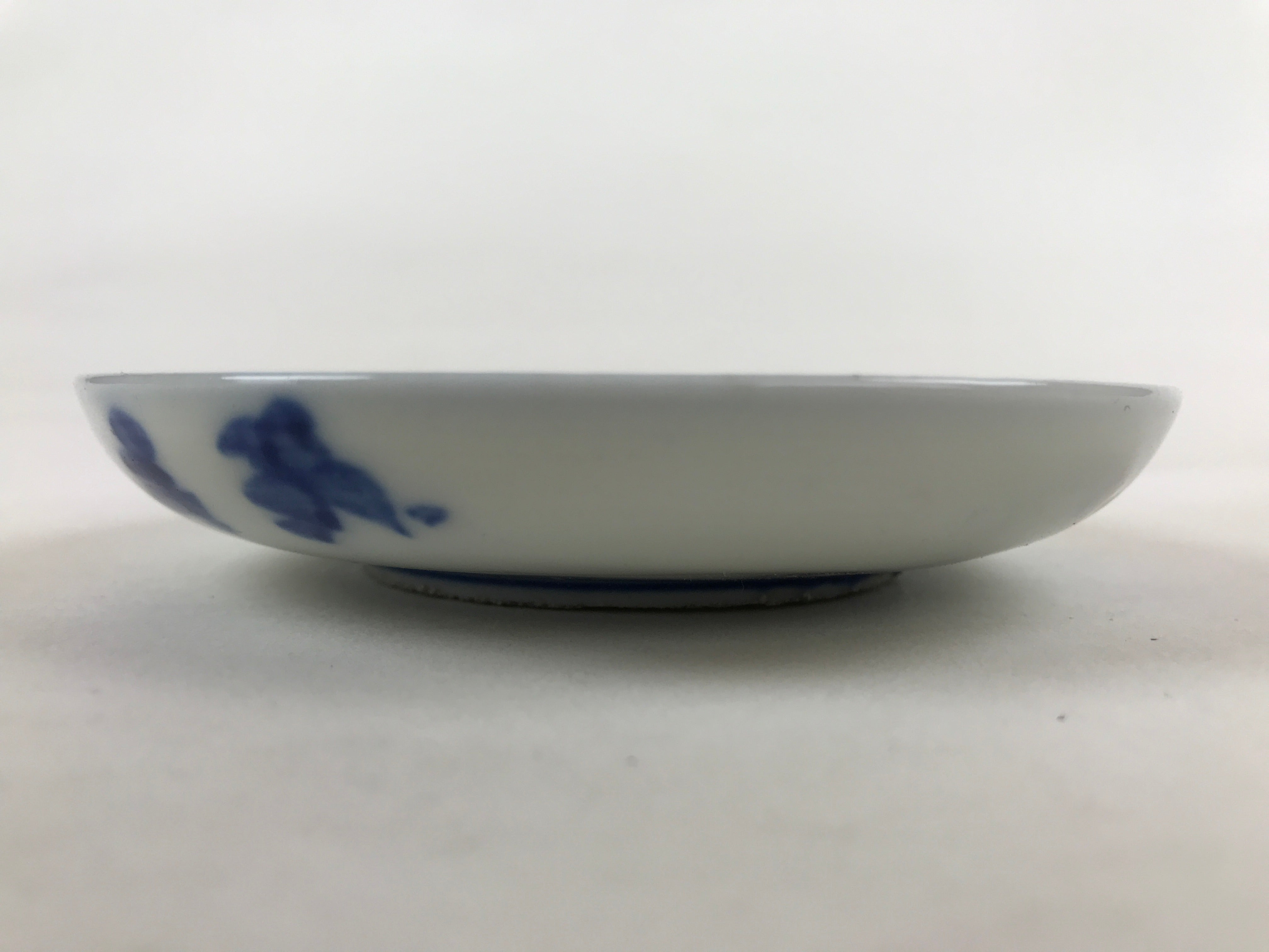 Japanese Porcelain Small Plate Mamezara Vtg Blue White Sometsuke Plants PY629