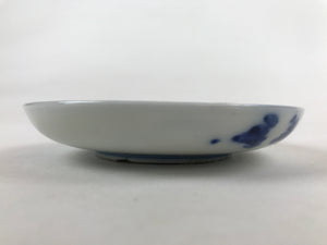 Japanese Porcelain Small Plate Mamezara Vtg Blue White Sometsuke Plants PY629