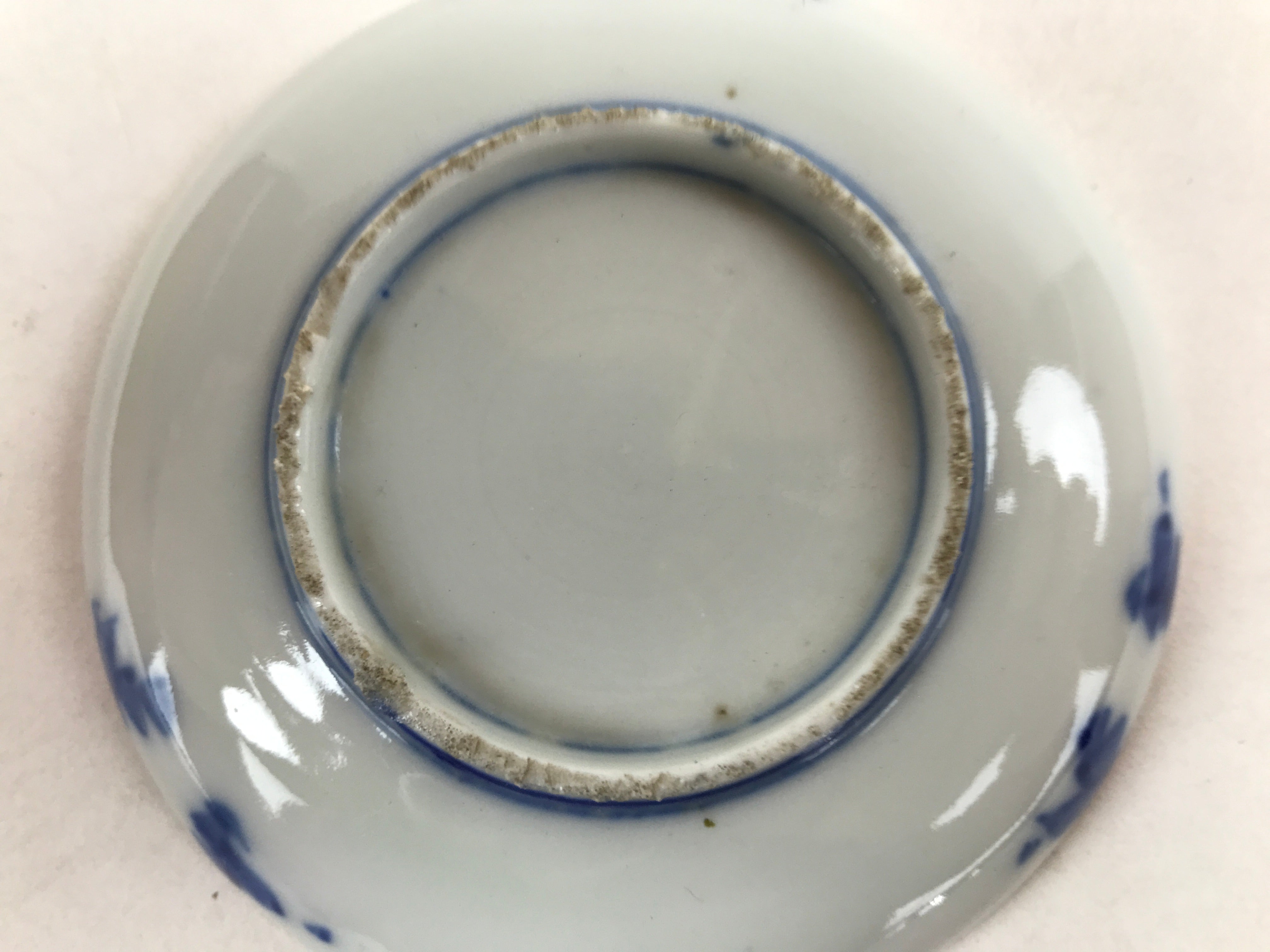 Japanese Porcelain Small Plate Mamezara Vtg Blue White Sometsuke Plants PY629