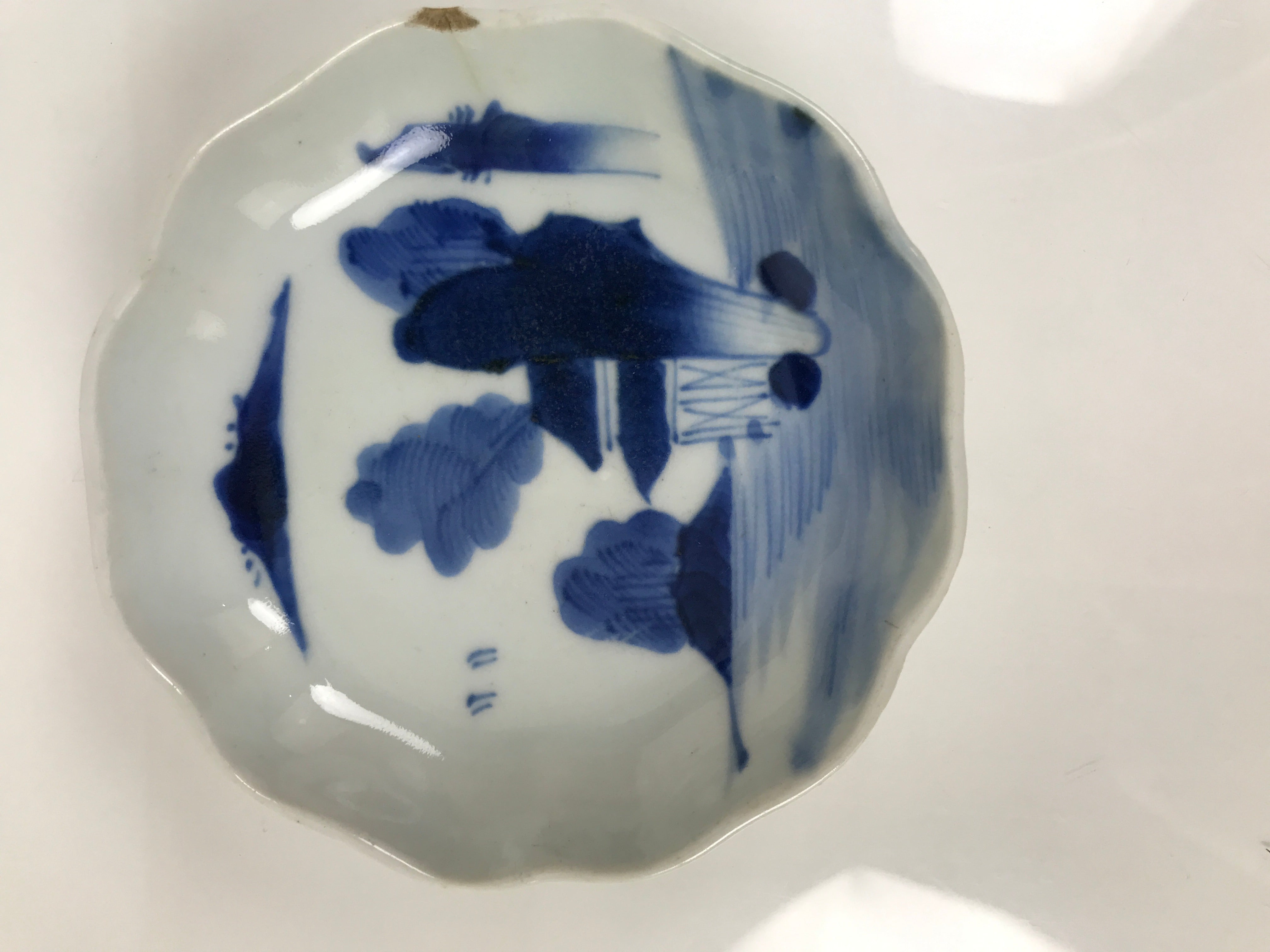 Japanese Porcelain Small Plate Mamezara Vtg Side Dish Blue White