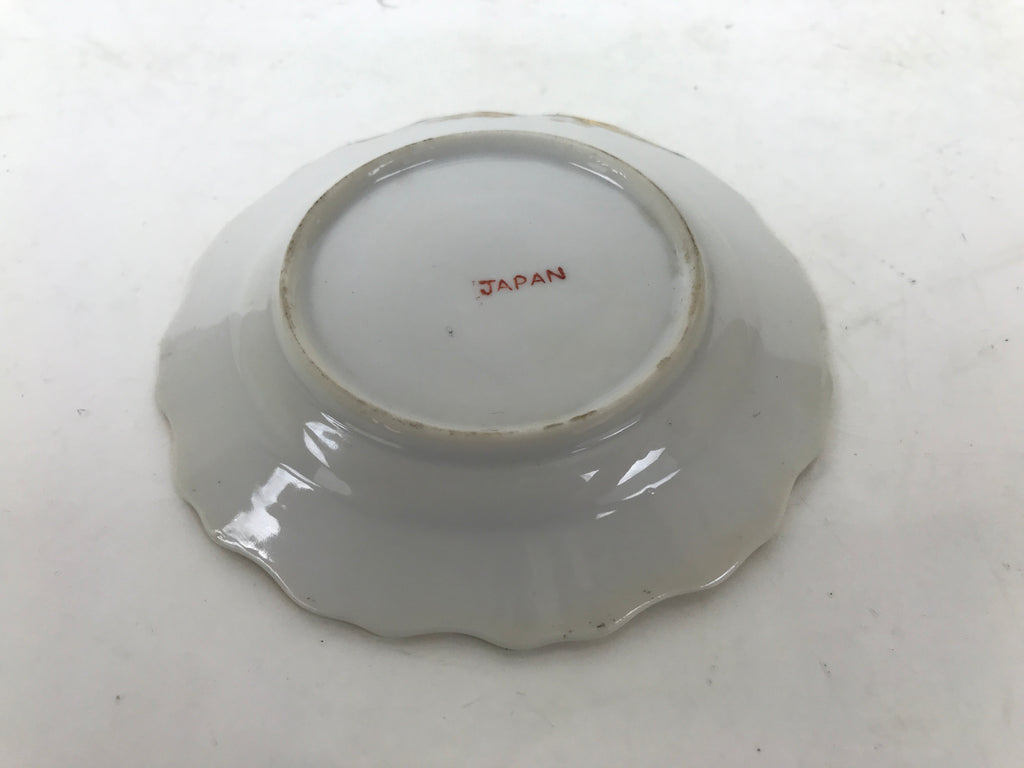 Japanese Porcelain Small Plate Mamezara Vtg Side Dish Pink Peony White Gold Y430