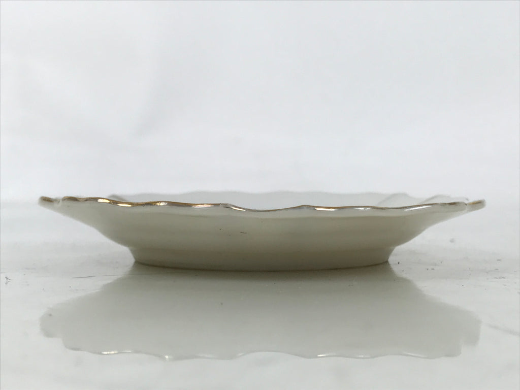 Japanese Porcelain Small Plate Mamezara Vtg Side Dish Pink Peony White Gold Y430