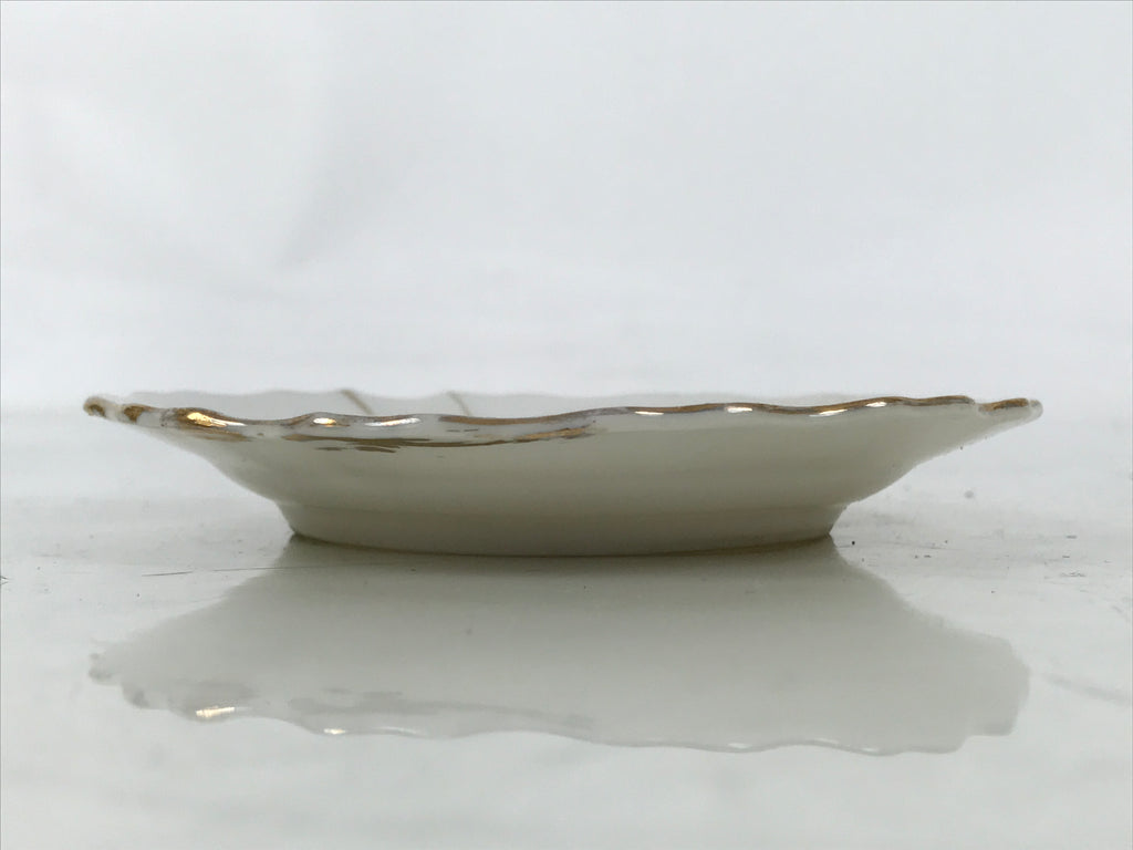 Japanese Porcelain Small Plate Mamezara Vtg Side Dish Pink Peony White Gold Y430