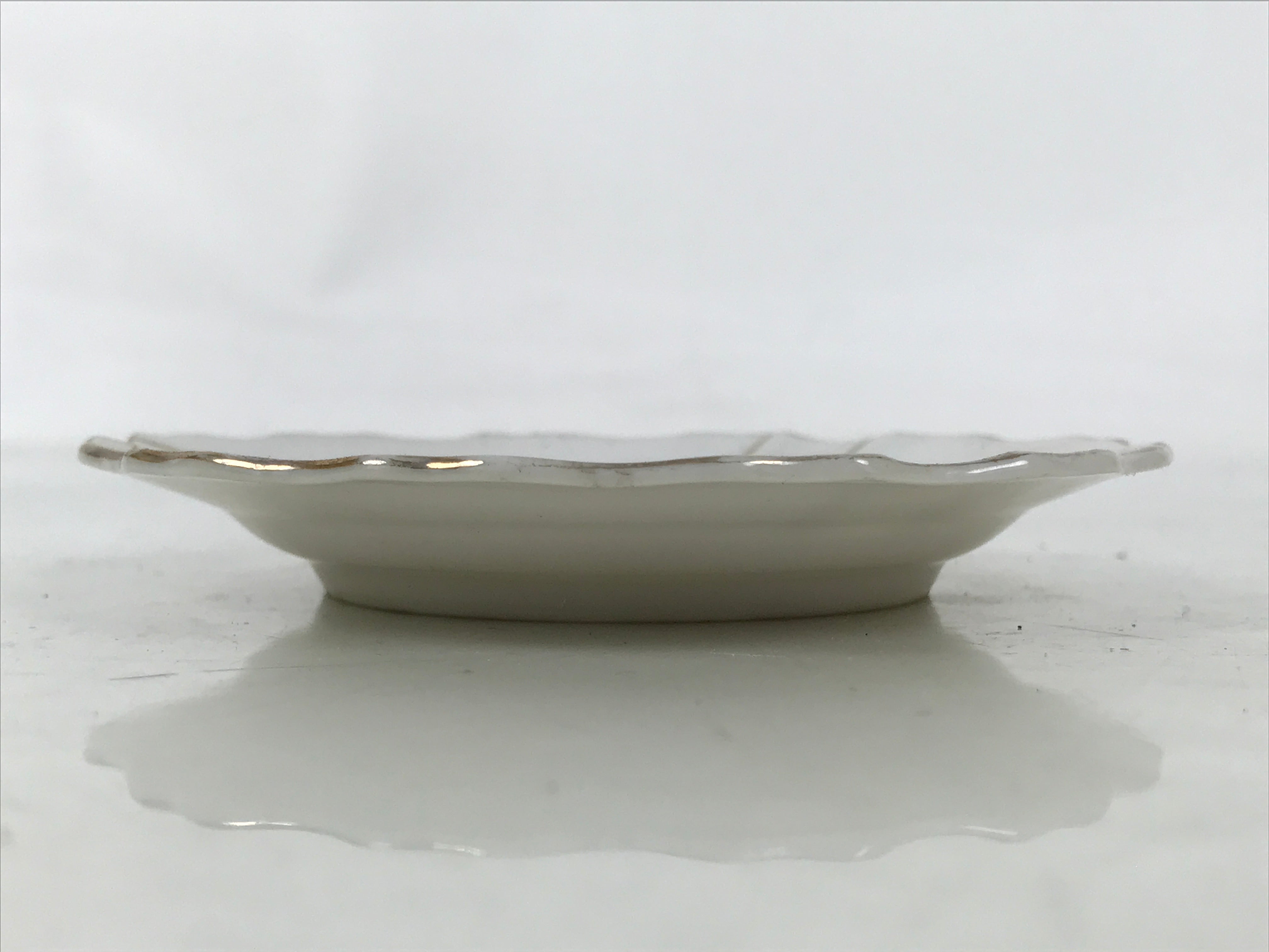 Japanese Porcelain Small Plate Mamezara Vtg Side Dish Pink Peony White Gold Y431