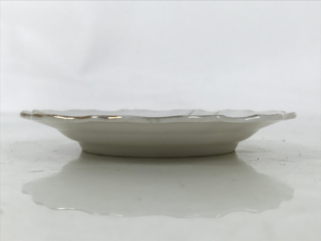 Japanese Porcelain Small Plate Mamezara Vtg Side Dish Pink Peony White Gold Y431