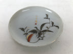 Japanese Porcelain Small Plate Mamezara Vtg Side Dish White Peach Momo Gold Y432