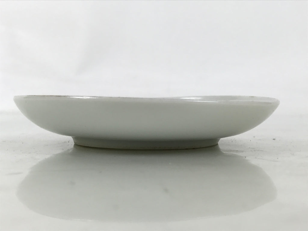 Japanese Porcelain Small Plate Mamezara Vtg Side Dish White Peach Momo Gold Y432