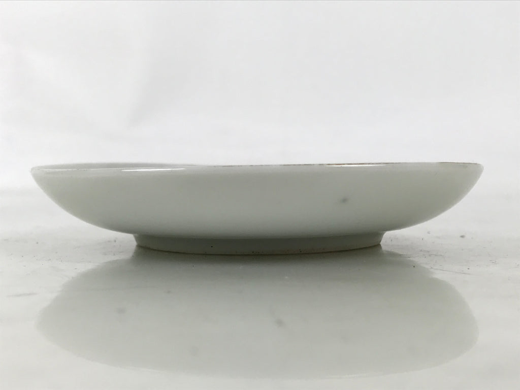 Japanese Porcelain Small Plate Mamezara Vtg Side Dish White Peach Momo Gold Y432