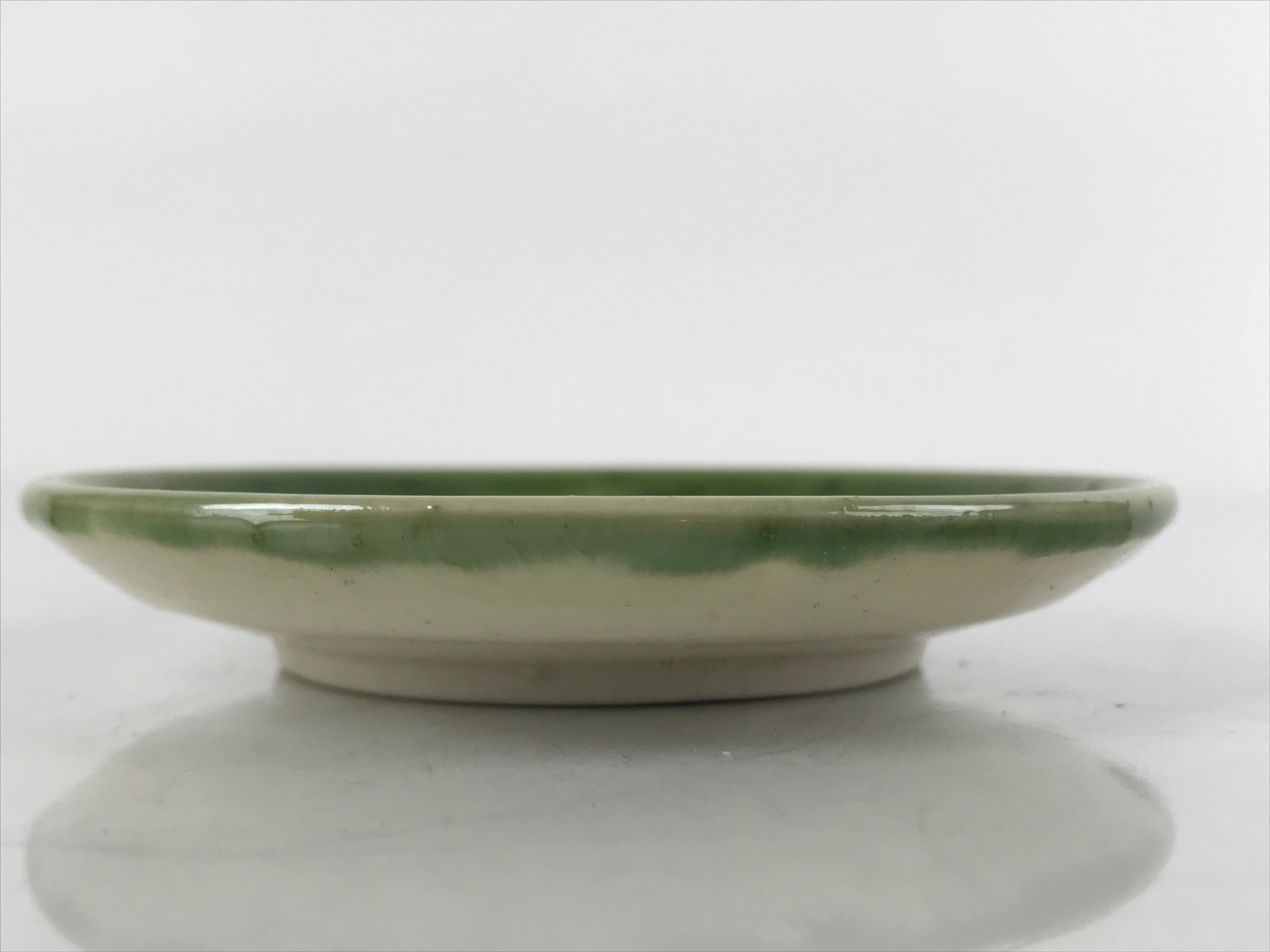 Japanese Porcelain Small Plate Mamezara Vtg Simple Green White Glaze PY746