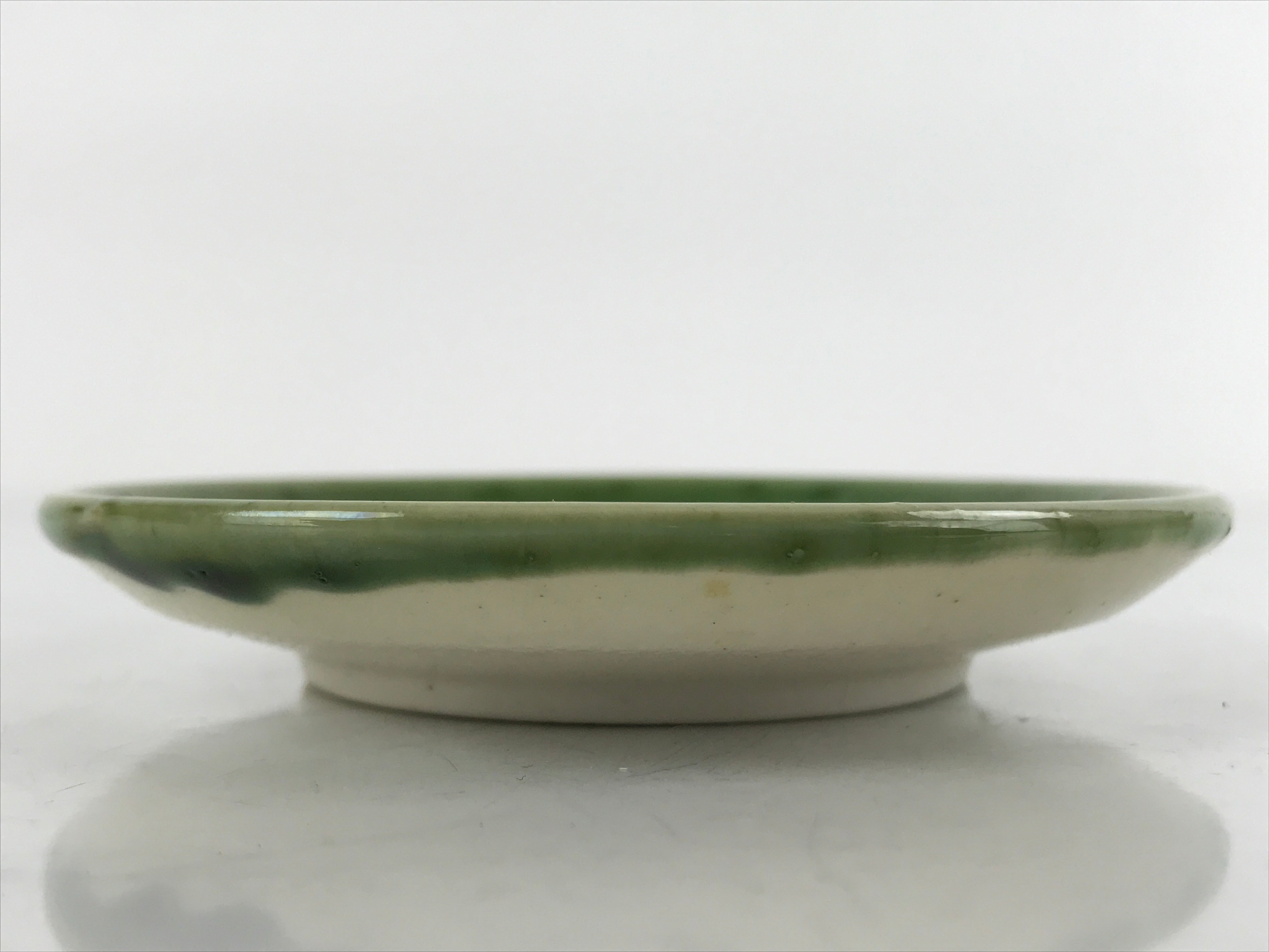 Japanese Porcelain Small Plate Mamezara Vtg Simple Green White Glaze PY746