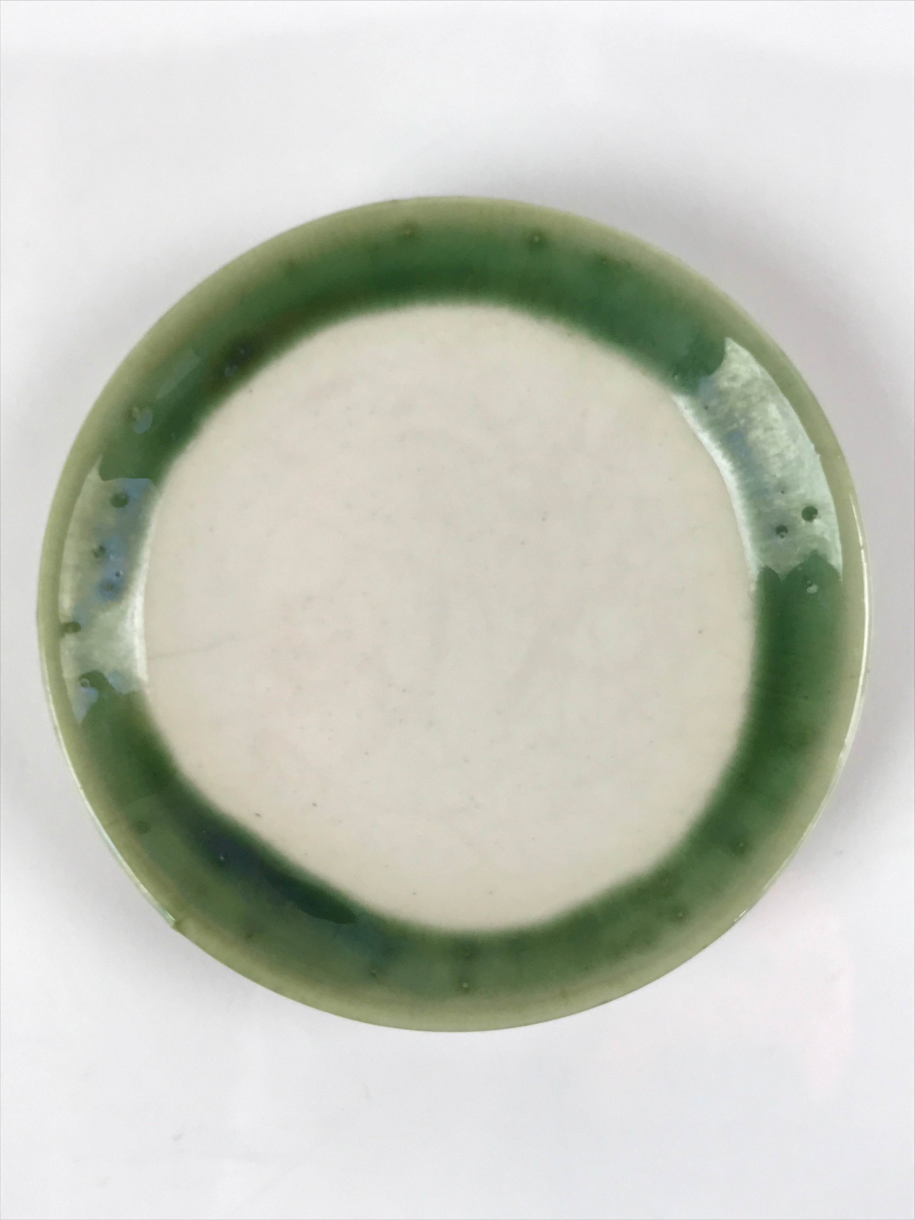 Japanese Porcelain Small Plate Mamezara Vtg Simple Green White Glaze PY746