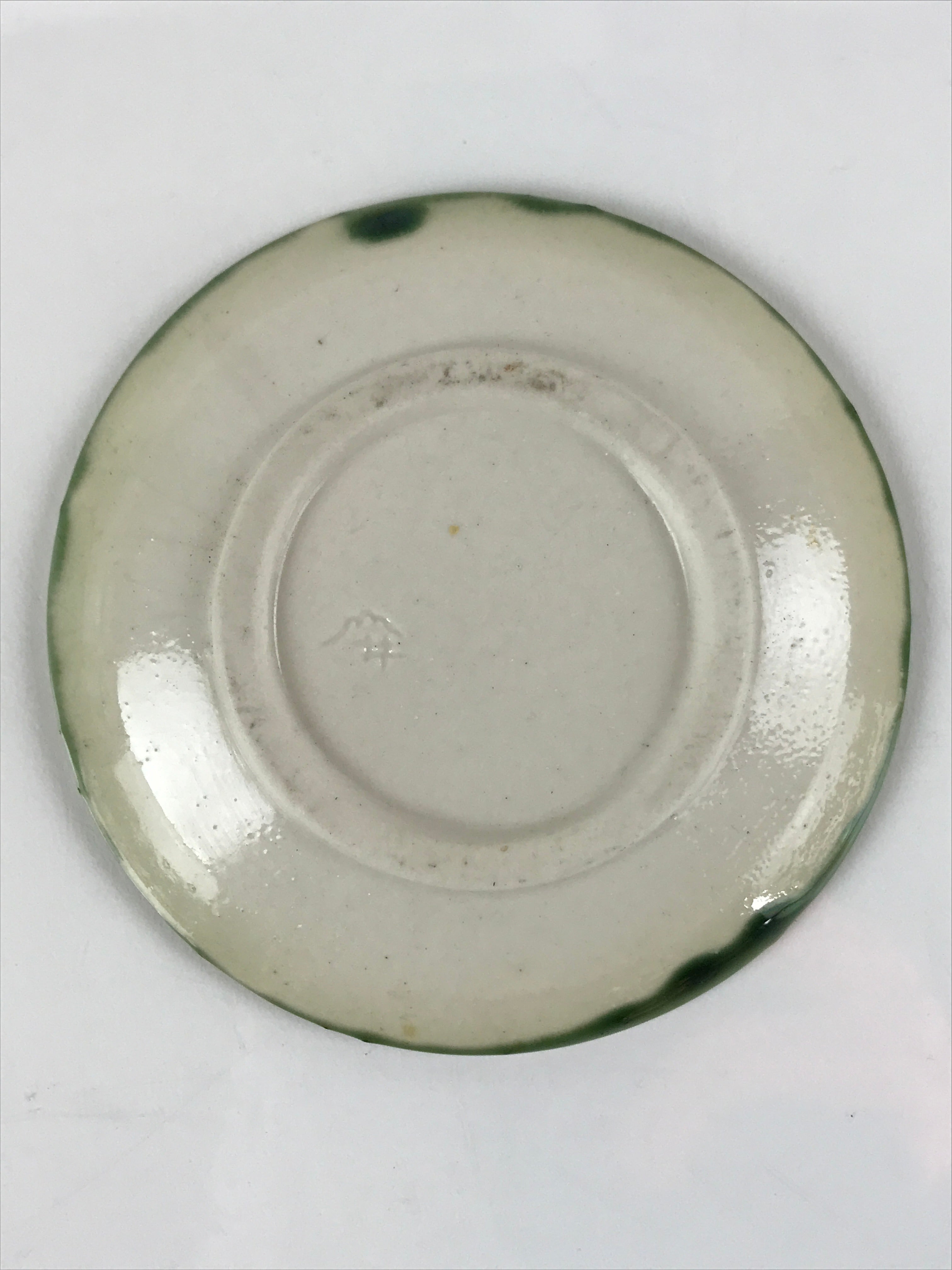 Japanese Porcelain Small Plate Mamezara Vtg Simple Green White Glaze PY746