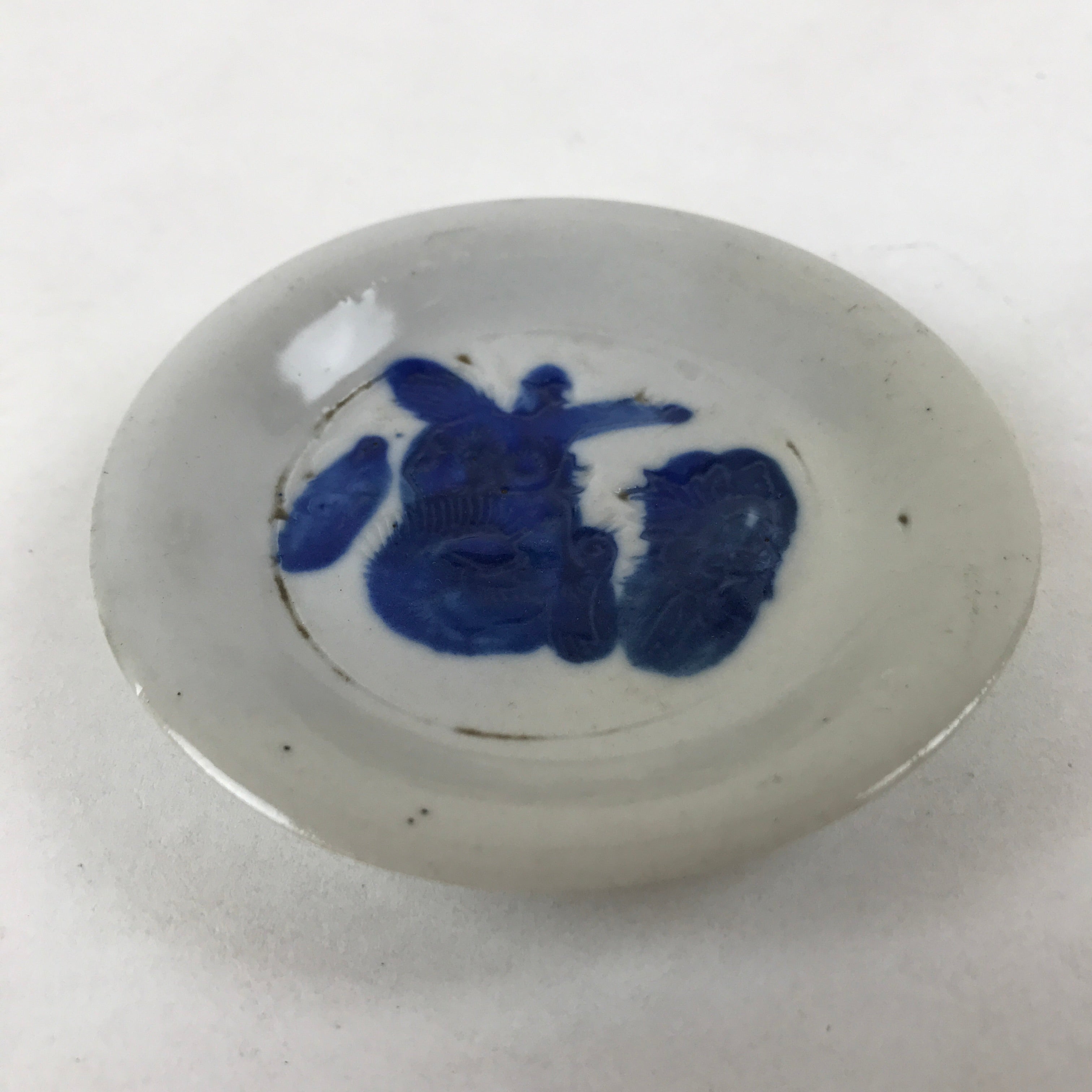 Japanese Porcelain Small Plate Mamezara Vtg Sometsuke Shishi Lion PY630