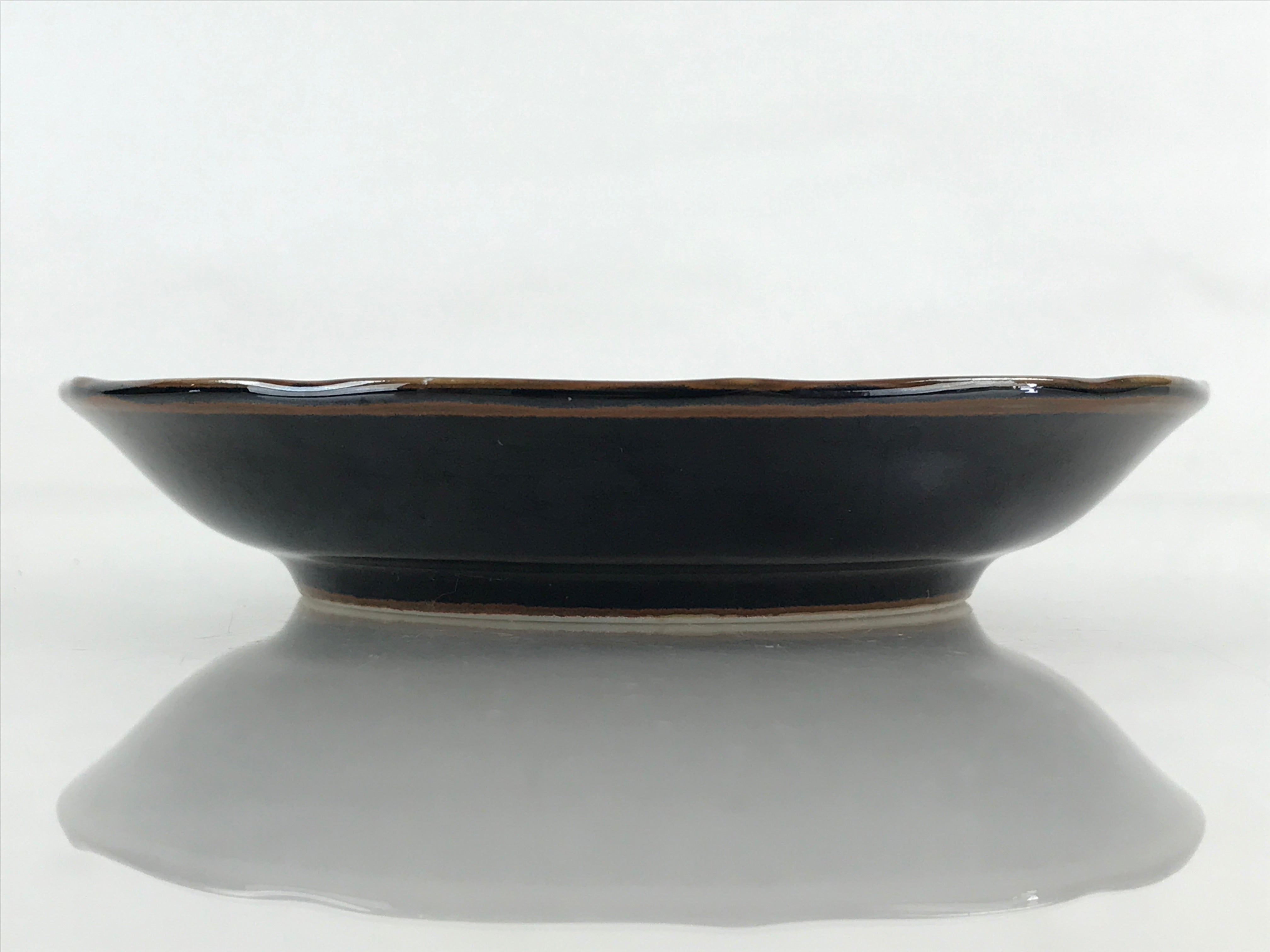 Japanese Porcelain Small Plate Vtg Black Flower Kozara Meimeizara Yakimono PY421