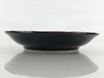 Japanese Porcelain Small Plate Vtg Black Flower Kozara Meimeizara Yakimono PY422