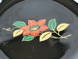 Japanese Porcelain Small Plate Vtg Black Flower Kozara Meimeizara Yakimono PY422