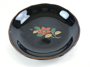 Japanese Porcelain Small Plate Vtg Black Flower Kozara Meimeizara Yakimono PY422