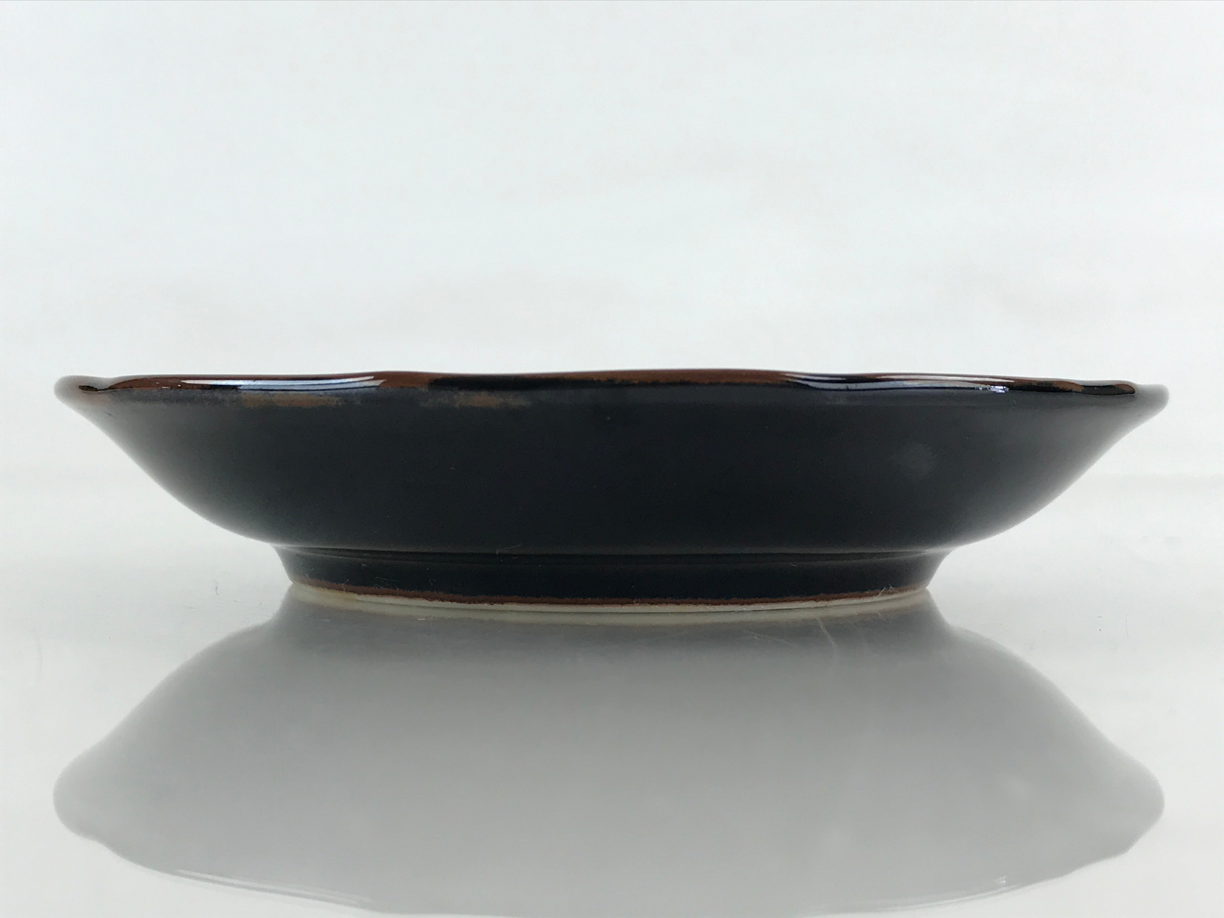 Japanese Porcelain Small Plate Vtg Black Flower Kozara Meimeizara Yakimono PY422