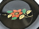 Japanese Porcelain Small Plate Vtg Black Flower Kozara Meimeizara Yakimono PY423