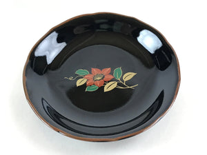 Japanese Porcelain Small Plate Vtg Black Flower Kozara Meimeizara Yakimono PY423