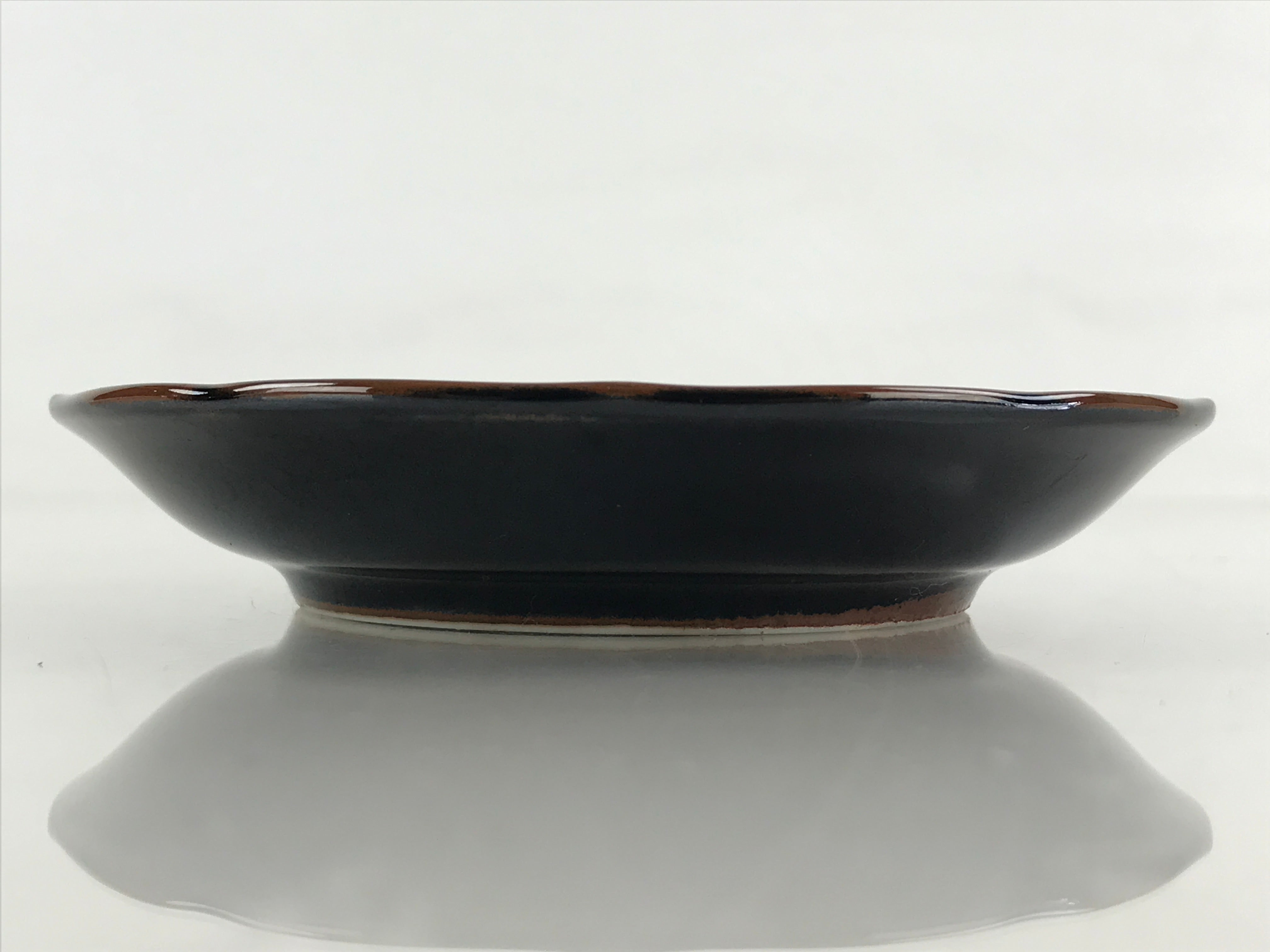 Japanese Porcelain Small Plate Vtg Black Flower Kozara Meimeizara Yakimono PY423