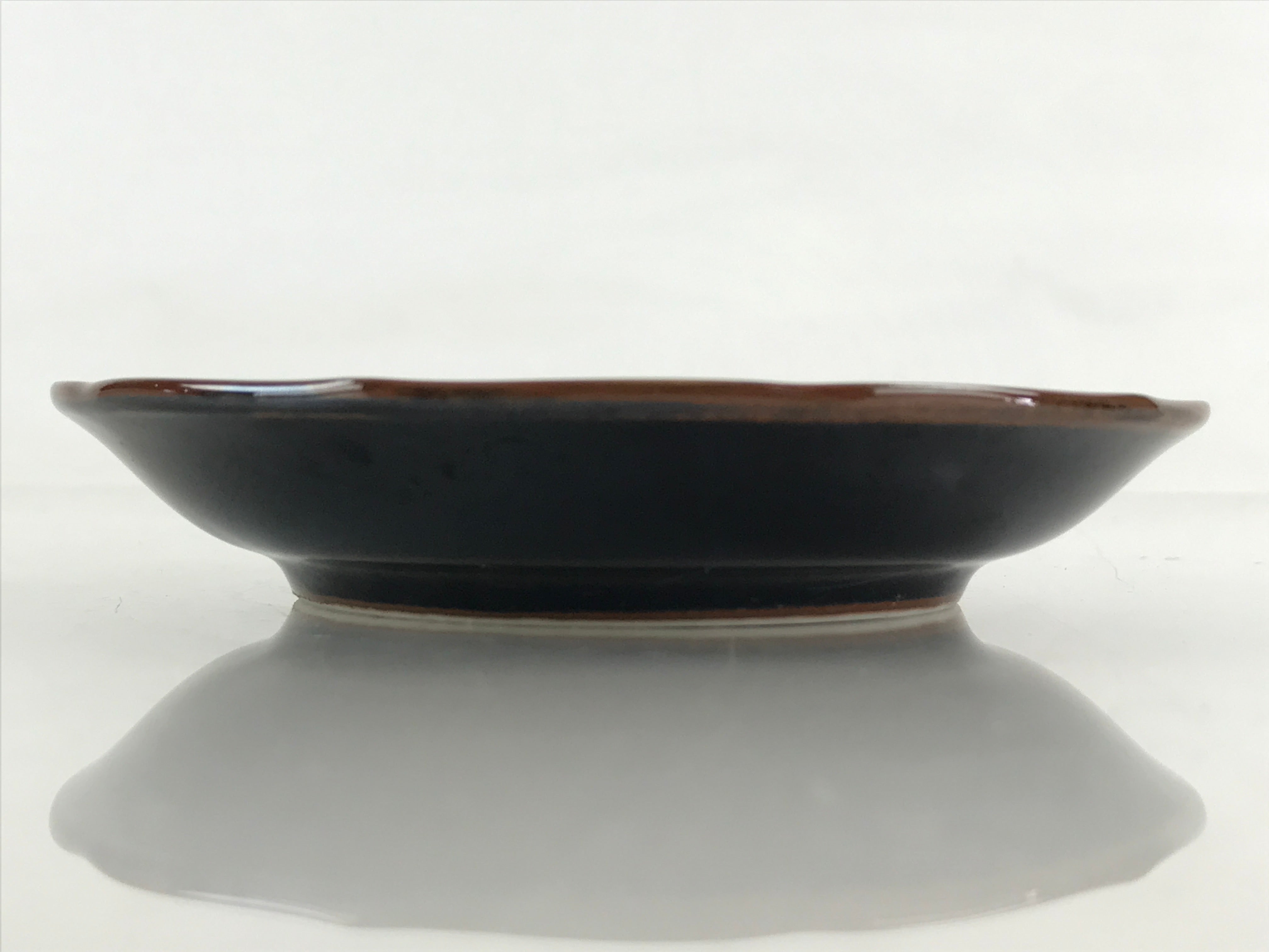 Japanese Porcelain Small Plate Vtg Black Flower Kozara Meimeizara Yakimono PY423