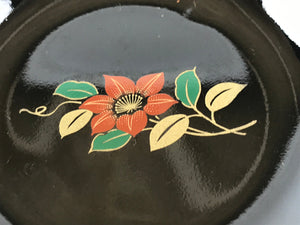 Japanese Porcelain Small Plate Vtg Black Flower Kozara Meimeizara Yakimono PY424