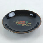 Japanese Porcelain Small Plate Vtg Black Flower Kozara Meimeizara Yakimono PY424