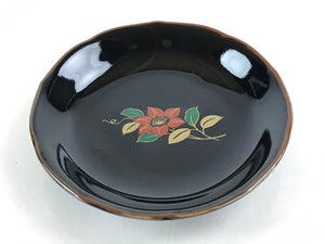 Japanese Porcelain Small Plate Vtg Black Flower Kozara Meimeizara Yakimono PY424